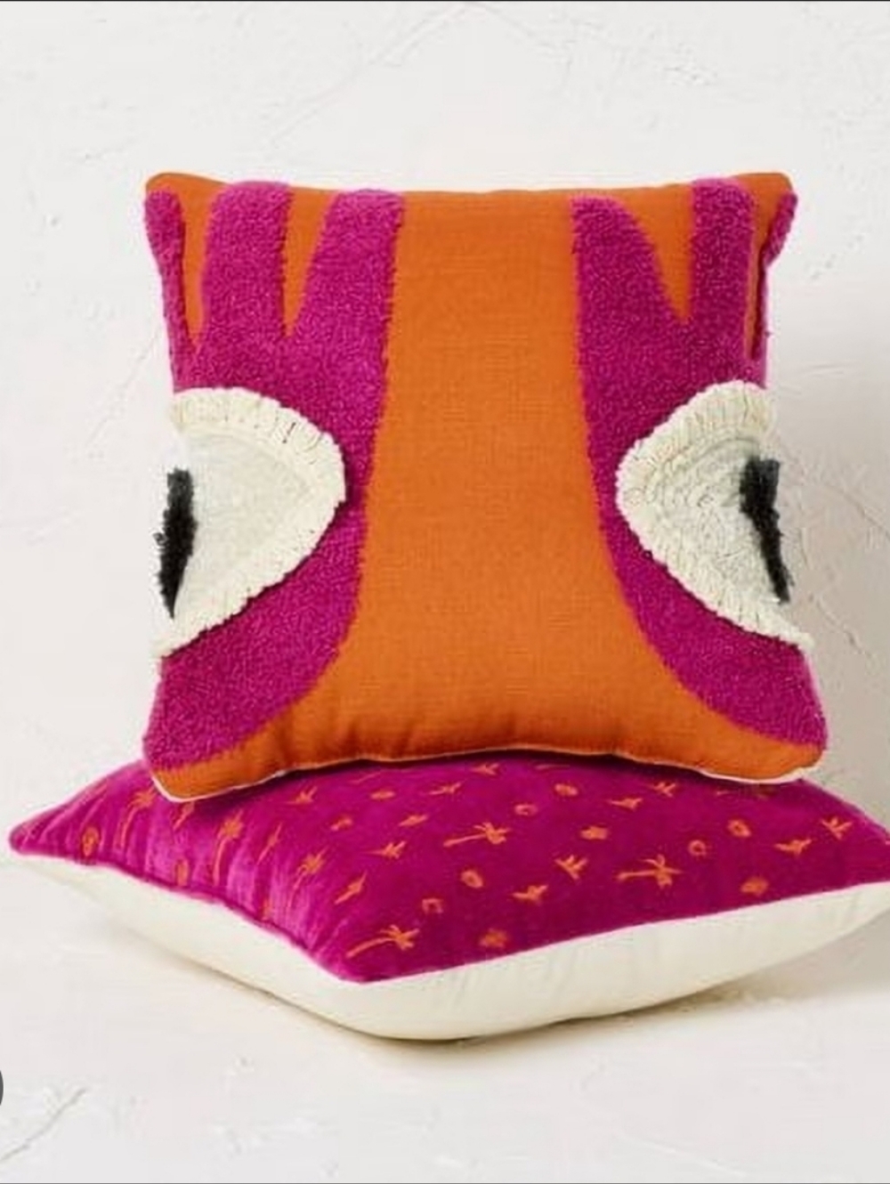 Opalhouse Fuschia Evil Eyes Palm Trees Square Decorative Pillows 2 10"x10"